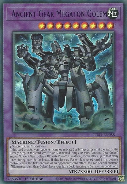 Ancient Gear Megaton Golem (Purple) trading card from Legendary Duelists: Season 1 Ancient Gear Megaton Golem (Purple) - Legendary Duelists: Season 1 YuGiOh trading card