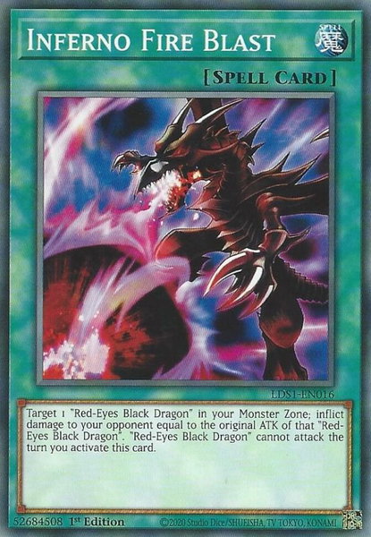 Inferno Fire Blast trading card from Legendary Duelists: Season 1 Inferno Fire Blast - Legendary Duelists: Season 1 YuGiOh trading card