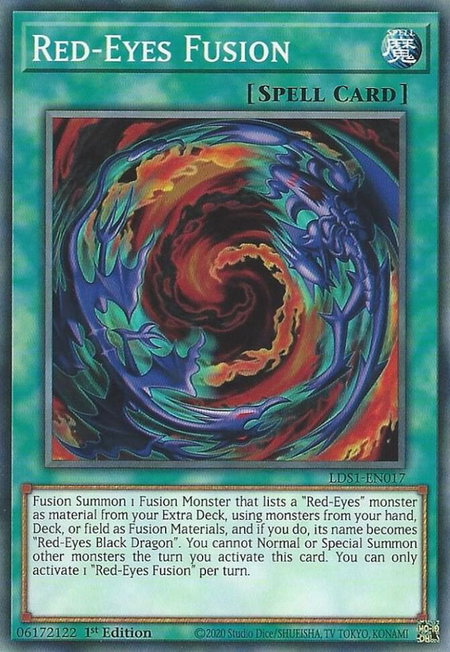 Red-Eyes Fusion trading card from Legendary Duelists: Season 1 Red-Eyes Fusion - Legendary Duelists: Season 1 YuGiOh trading card