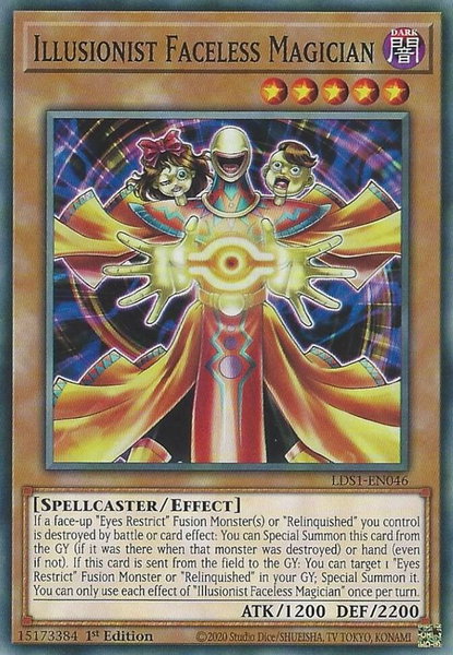 Illusionist Faceless Magician trading card from Legendary Duelists: Season 1 Illusionist Faceless Magician - Legendary Duelists: Season 1 YuGiOh trading card