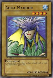 Aqua Madoor - The Legend of Blue Eyes White Dragon (LOB) #LOB-027 - Rare YuGiOh Trading Card