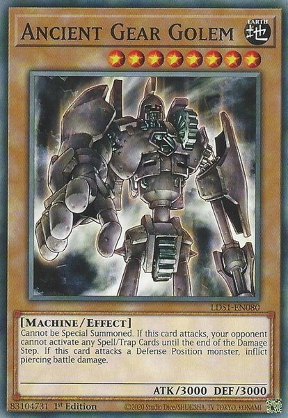 Ancient Gear Golem trading card from Legendary Duelists: Season 1 Ancient Gear Golem - Legendary Duelists: Season 1 YuGiOh trading card