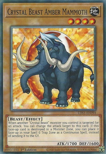 Crystal Beast Amber Mammoth trading card from Legendary Duelists: Season 1 Crystal Beast Amber Mammoth - Legendary Duelists: Season 1 YuGiOh trading card