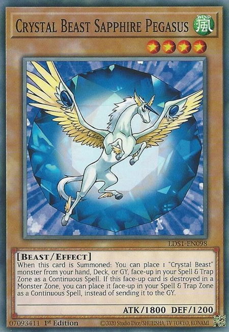 Crystal Beast Sapphire Pegasus - Legendary Duelists: Season 1 YuGiOh trading card