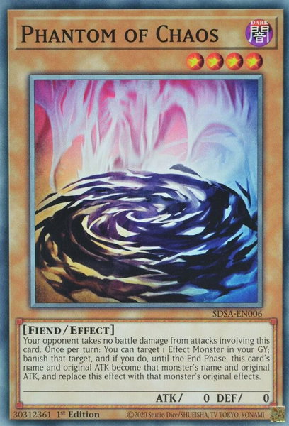 Phantom of Chaos trading card from Structure Deck: Sacred Beasts Phantom of Chaos - Structure Deck: Sacred Beasts YuGiOh trading card
