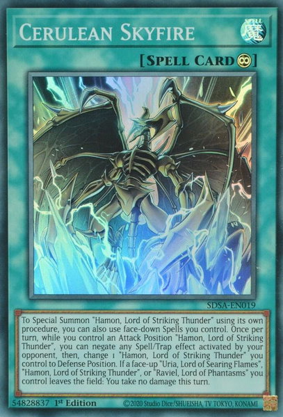 Cerulean Skyfire trading card from Structure Deck: Sacred Beasts Cerulean Skyfire - Structure Deck: Sacred Beasts YuGiOh trading card