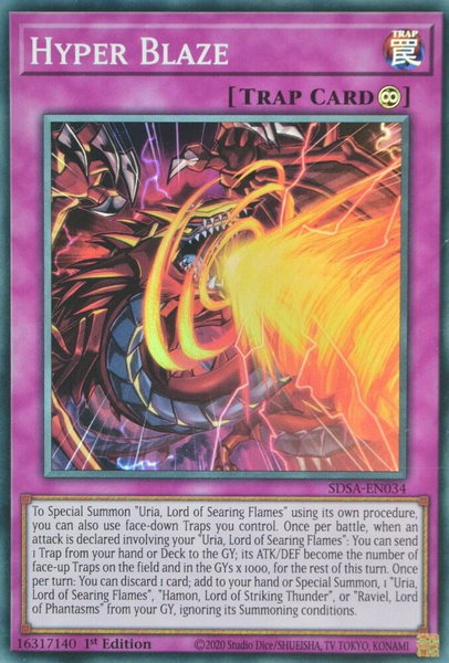 Hyper Blaze trading card from Structure Deck: Sacred Beasts Hyper Blaze - Structure Deck: Sacred Beasts YuGiOh trading card