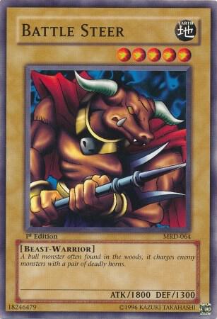 Battle Steer trading card from Metal Raiders Battle Steer - Metal Raiders YuGiOh trading card