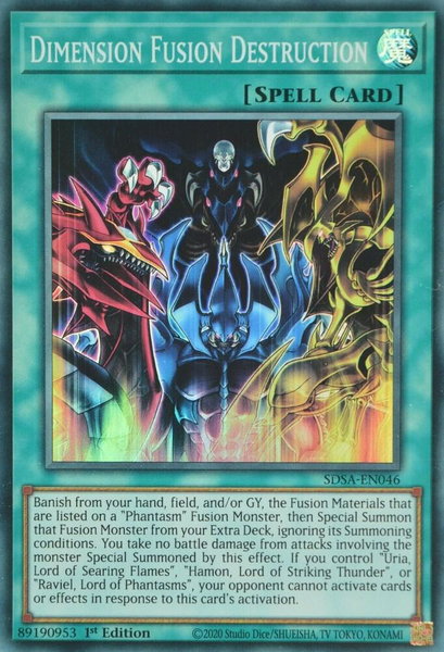 Dimension Fusion Destruction trading card from Structure Deck: Sacred Beasts Dimension Fusion Destruction - Structure Deck: Sacred Beasts YuGiOh trading card