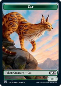 Cat (020) // Zombie Double-Sided Token - Core Set 2021 (M21) #20 // 7 - Token Magic: The Gathering Trading Card