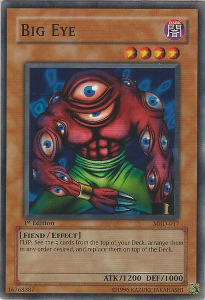 Big Eye trading card from Metal Raiders Big Eye - Metal Raiders YuGiOh trading card