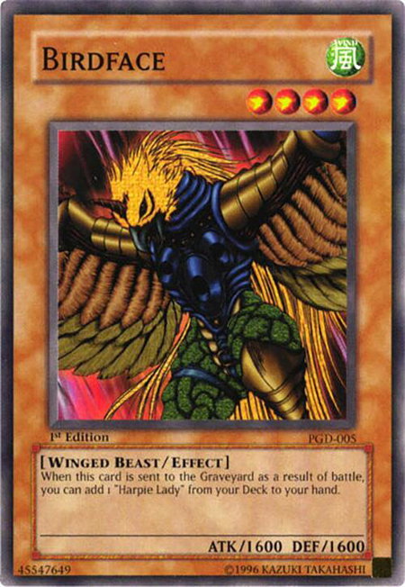 Birdface trading card from Pharaonic Guardian Birdface - Pharaonic Guardian YuGiOh trading card