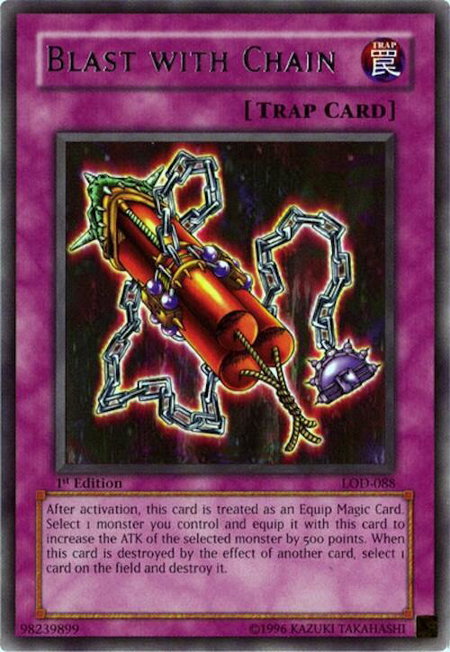 Blast with Chain trading card from Legacy of Darkness Blast with Chain - Legacy of Darkness YuGiOh trading card