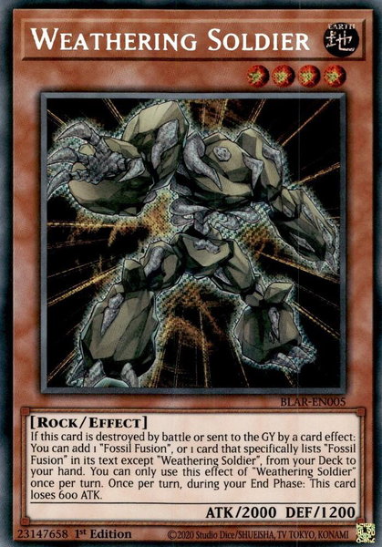 Weathering Soldier trading card from Battles of Legend: Armageddon Weathering Soldier - Battles of Legend: Armageddon YuGiOh trading card