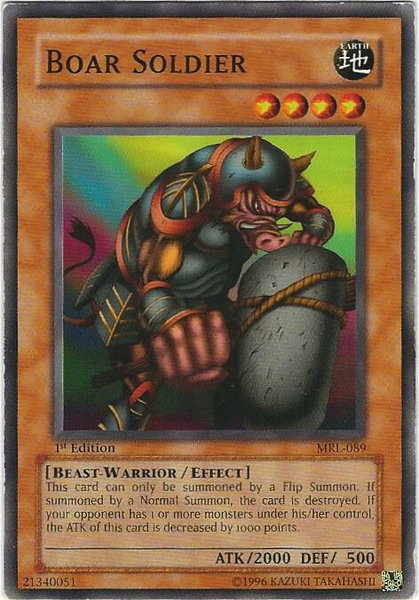 Boar Soldier trading card from Magic Ruler Boar Soldier - Magic Ruler YuGiOh trading card