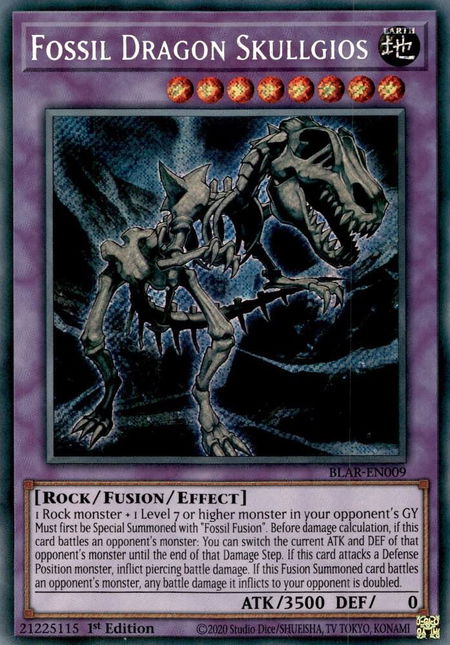 Fossil Dragon Skullgios trading card from Battles of Legend: Armageddon Fossil Dragon Skullgios - Battles of Legend: Armageddon YuGiOh trading card