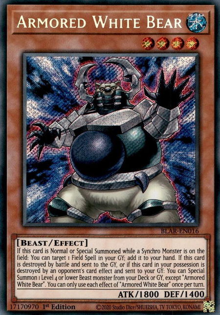 Armored White Bear - Battles of Legend: Armageddon YuGiOh trading card
