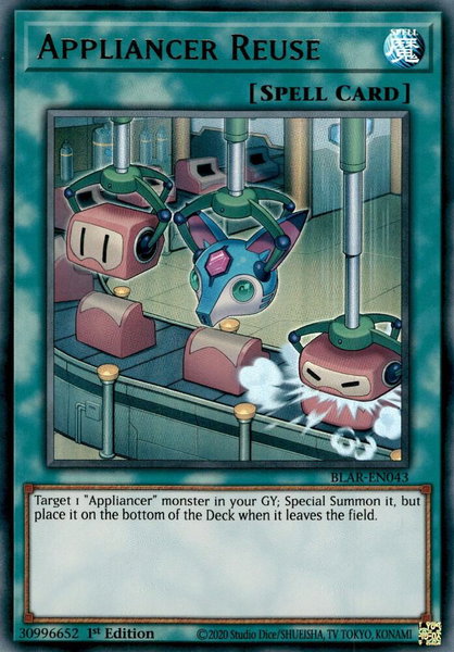 Appliancer Reuse trading card from Battles of Legend: Armageddon Appliancer Reuse - Battles of Legend: Armageddon YuGiOh trading card