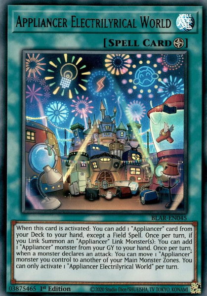 Appliancer Electrilyrical World trading card from Battles of Legend: Armageddon Appliancer Electrilyrical World - Battles of Legend: Armageddon YuGiOh trading card