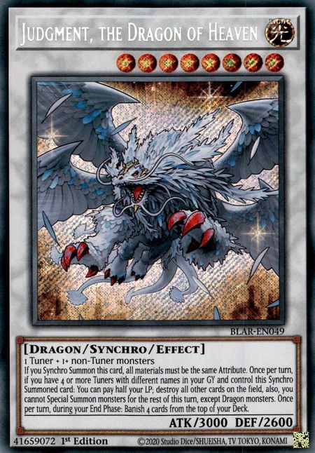 Judgment, the Dragon of Heaven trading card from Battles of Legend: Armageddon Judgment, the Dragon of Heaven - Battles of Legend: Armageddon YuGiOh trading card