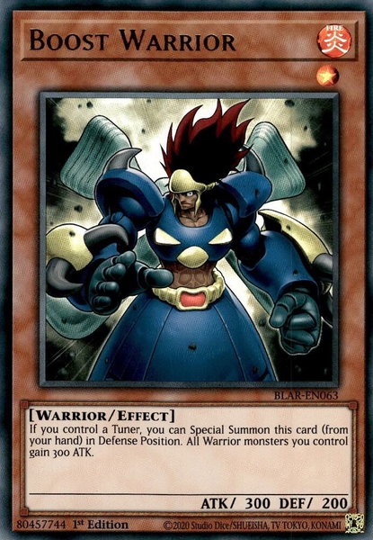 Boost Warrior trading card from Battles of Legend: Armageddon Boost Warrior - Battles of Legend: Armageddon YuGiOh trading card