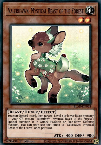 Valerifawn, Mystical Beast of the Forest - Battles of Legend: Armageddon YuGiOh trading card