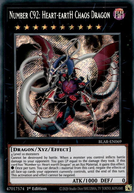 Number C92: Heart-eartH Chaos Dragon trading card from Battles of Legend: Armageddon Number C92: Heart-eartH Chaos Dragon - Battles of Legend: Armageddon YuGiOh trading card