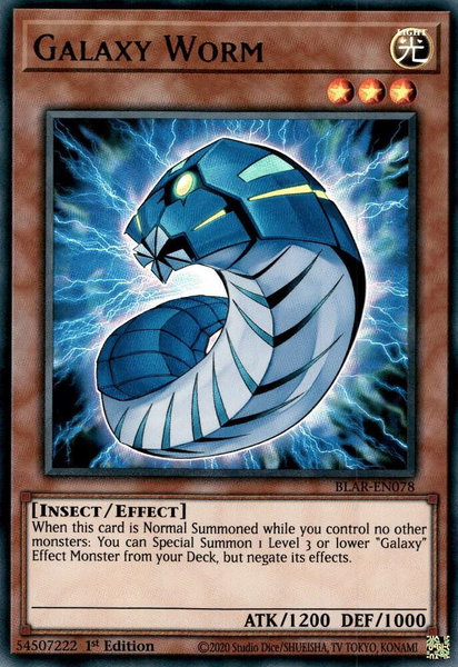 Galaxy Worm trading card from Battles of Legend: Armageddon Galaxy Worm - Battles of Legend: Armageddon YuGiOh trading card