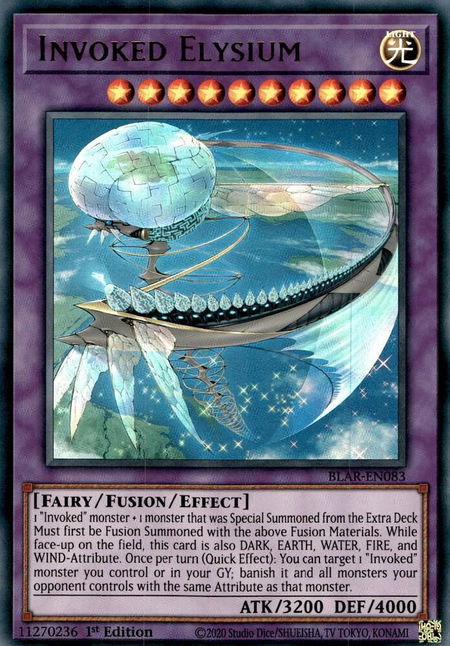 Invoked Elysium trading card from Battles of Legend: Armageddon Invoked Elysium - Battles of Legend: Armageddon YuGiOh trading card