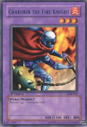 Charubin the Fire Knight - The Legend of Blue Eyes White Dragon YuGiOh trading card