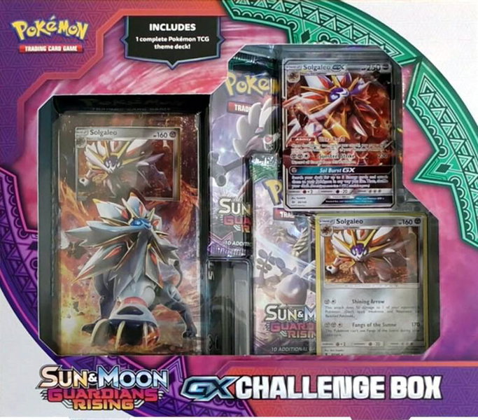 Solgaleo GX Challenge Box trading card from SM - Guardians Rising Solgaleo GX Challenge Box - SM - Guardians Rising Pokémon trading card