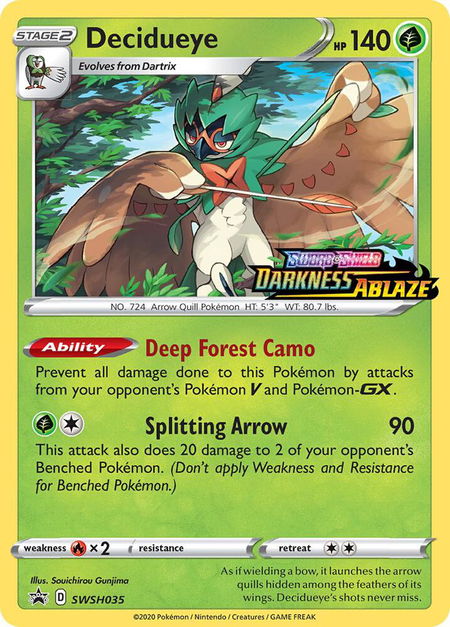Decidueye - SWSH035 (Prerelease) - SWSH: Sword & Shield Promo Cards Pokémon trading card