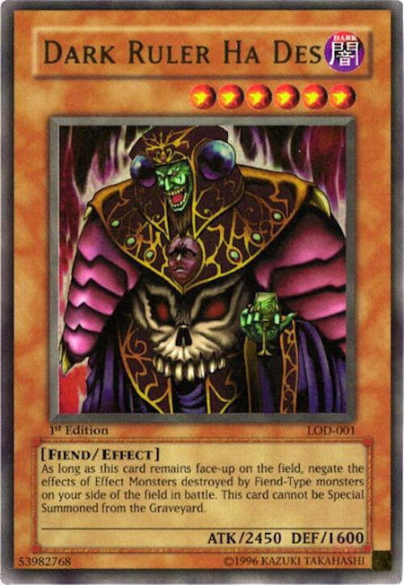 Dark Ruler Ha Des - Legacy of Darkness YuGiOh trading card