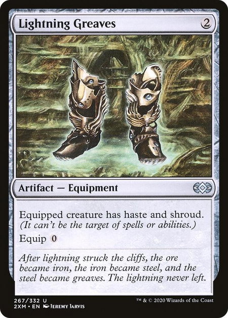 Lightning Greaves trading card from Double Masters Lightning Greaves - Double Masters Magic: The Gathering trading card