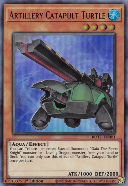 Artillery Catapult Turtle trading card from Rise of the Duelist Artillery Catapult Turtle - Rise of the Duelist YuGiOh trading card