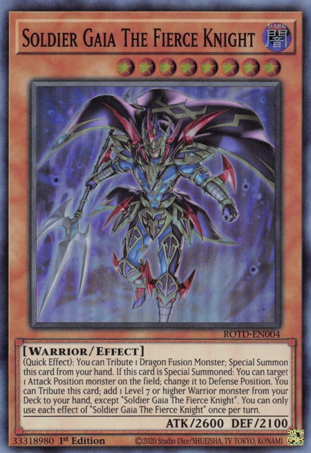 Soldier Gaia The Fierce Knight - Rise of the Duelist YuGiOh trading card