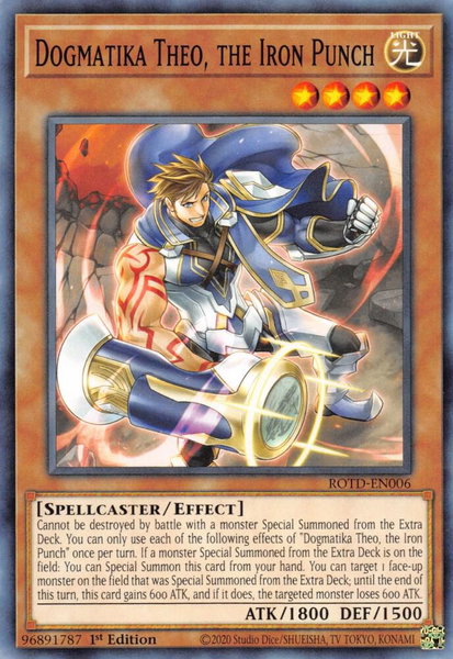 Dogmatika Theo, the Iron Punch trading card from Rise of the Duelist Dogmatika Theo, the Iron Punch - Rise of the Duelist YuGiOh trading card