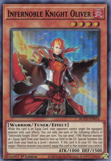 Infernoble Knight Oliver - Rise of the Duelist YuGiOh trading card