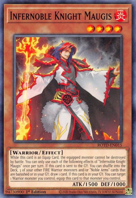 Infernoble Knight Maugis - Rise of the Duelist YuGiOh trading card