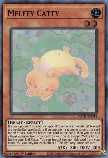 Melffy Catty trading card from Rise of the Duelist Melffy Catty - Rise of the Duelist YuGiOh trading card