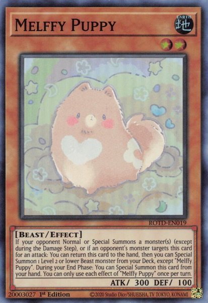 Melffy Puppy trading card from Rise of the Duelist Melffy Puppy - Rise of the Duelist YuGiOh trading card