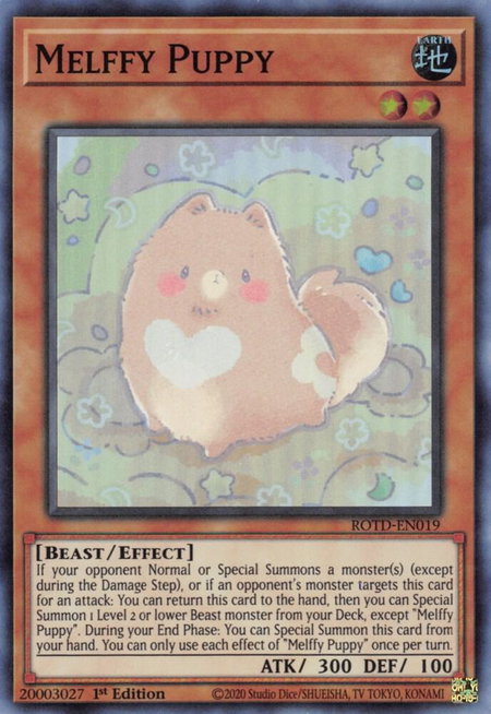 Melffy Puppy - Rise of the Duelist YuGiOh trading card