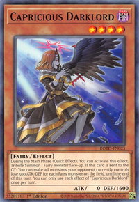 Capricious Darklord - Rise of the Duelist (ROTD) #ROTD-EN023 - Common / Short Print YuGiOh Trading Card