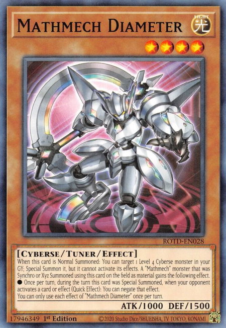 Mathmech Diameter trading card from Rise of the Duelist Mathmech Diameter - Rise of the Duelist YuGiOh trading card