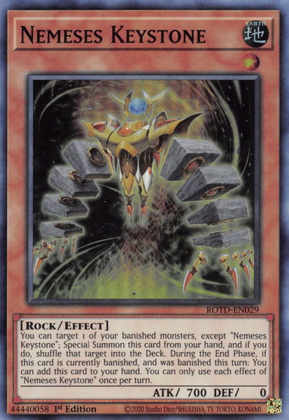 Nemeses Keystone trading card from Rise of the Duelist Nemeses Keystone - Rise of the Duelist YuGiOh trading card