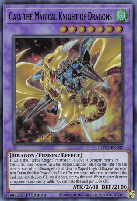 Gaia the Magical Knight of Dragons - Rise of the Duelist YuGiOh trading card