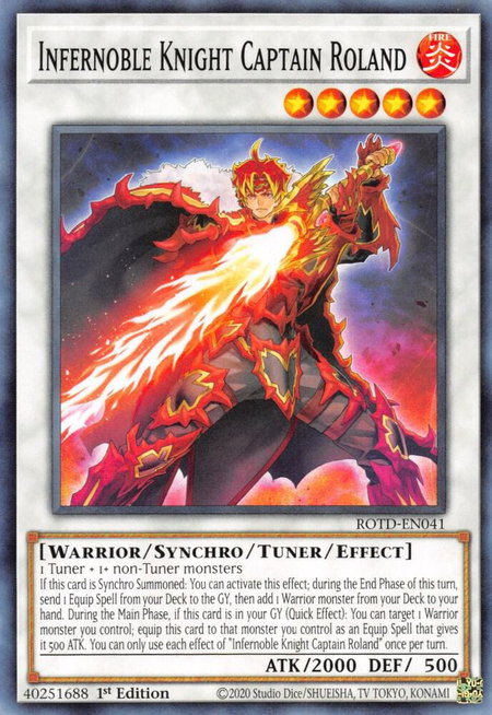 Infernoble Knight Captain Roland - Rise of the Duelist YuGiOh trading card