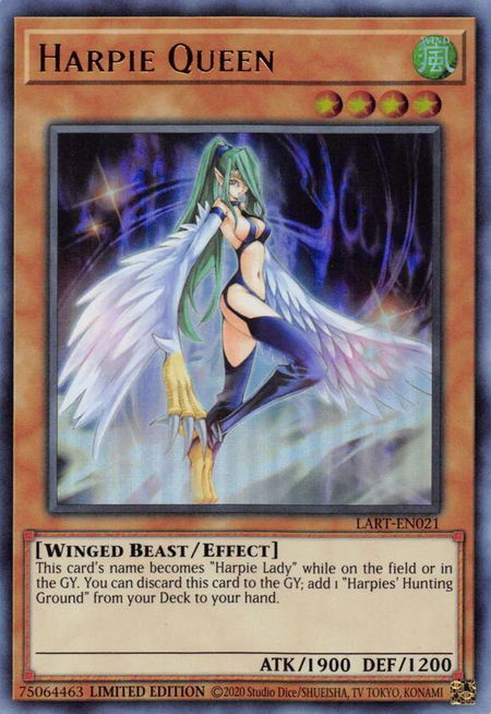 Harpie Queen trading card from The Lost Art Promotion Harpie Queen - The Lost Art Promotion YuGiOh trading card