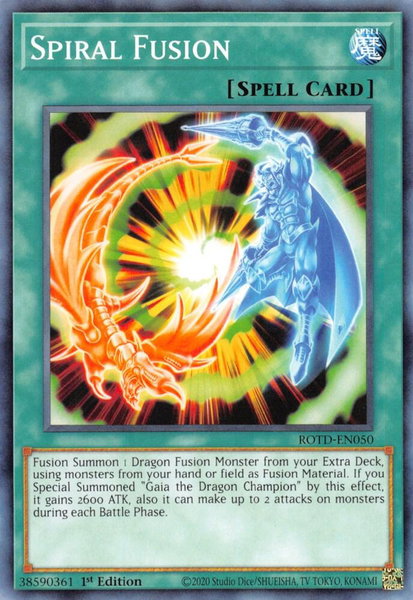 Spiral Fusion trading card from Rise of the Duelist Spiral Fusion - Rise of the Duelist YuGiOh trading card