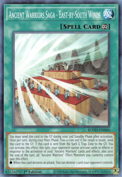 Ancient Warriors Saga - East-by-South Winds trading card from Rise of the Duelist Ancient Warriors Saga - East-by-South Winds - Rise of the Duelist YuGiOh trading card